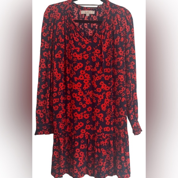 LOFT Dresses & Skirts - LOFT Red and Black Asymmetrical Dress